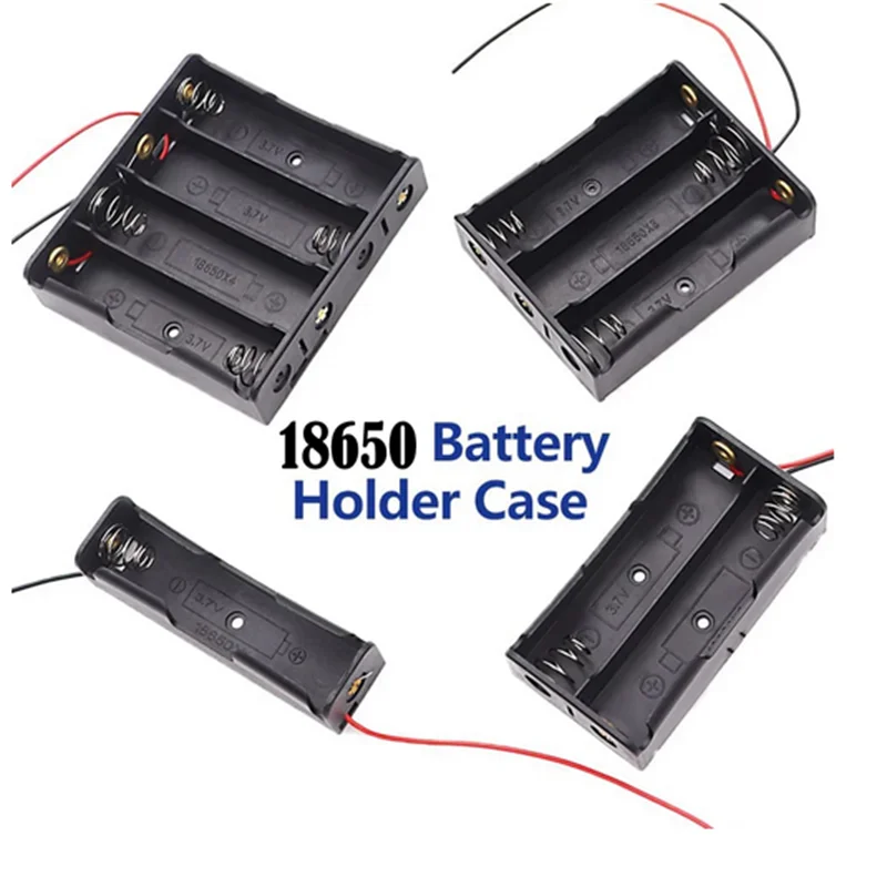 7PCS 18650 Battery Holder Bundle with Wire 18650 Battery Holder Case 3.7V 3 Slot DIY Battery Storage Boxes 1/2/3/4 Slot Black