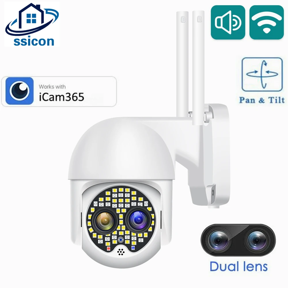 

1080P Dual Lens Outdoor Security Camera Icam365 APP CCTV Human Detection Waterproof Wireless WIFI IP Camera