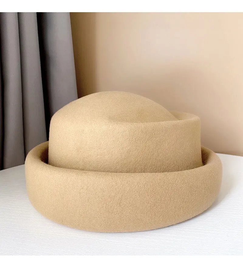 2022 neue Australische Wolle Vintage Mode Fedora Hut Für Frauen Damen Französisch Elegante Berets Designer Eimer Hut – Detail 6
