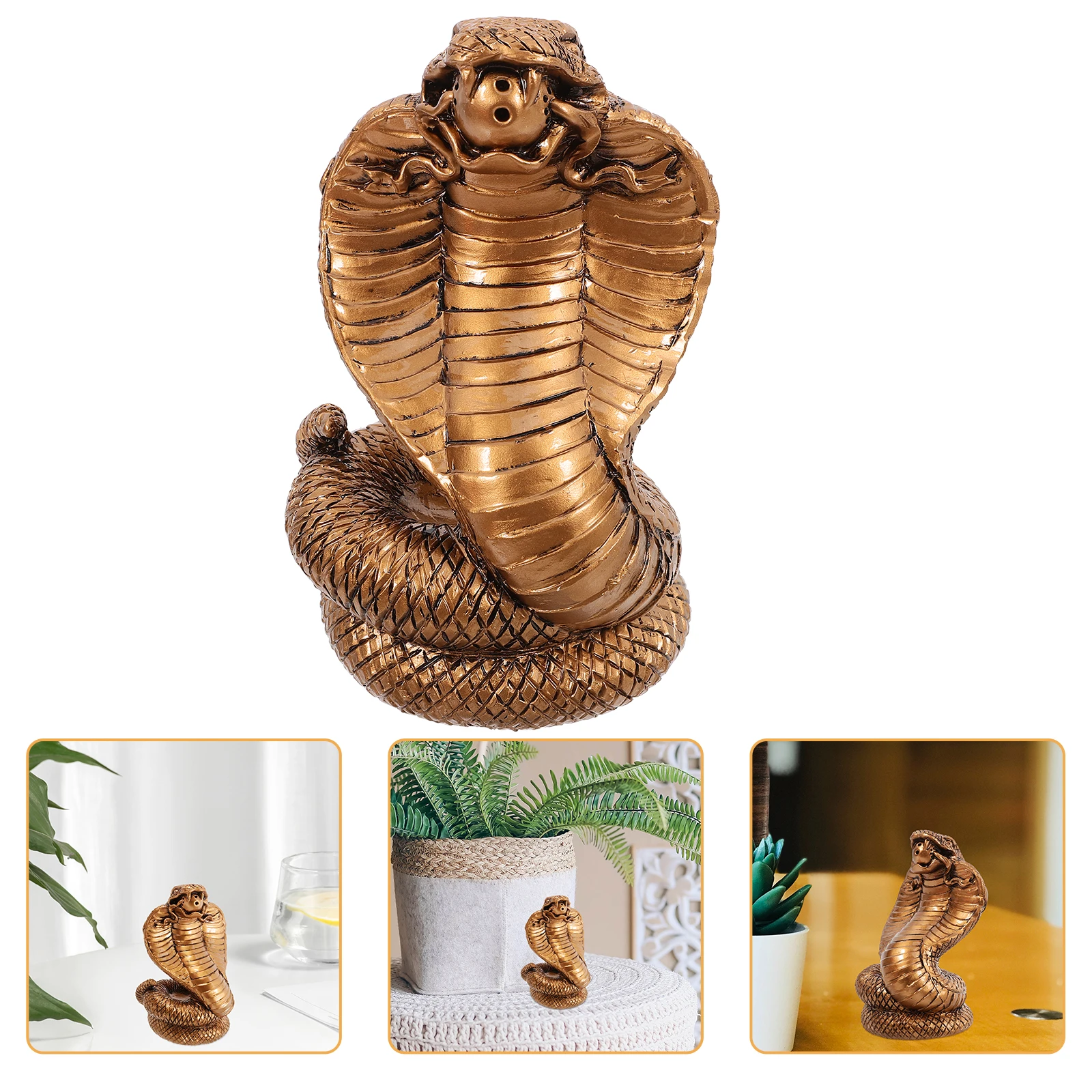 

Resin Snake Statue Bronze Garden Decoration Desktop Animal Sculpture Craft Gift Snake Resin Decor