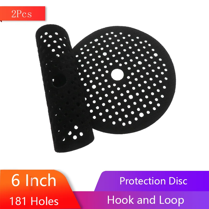 2 Pcs 6 inch Ultra-thin Surface Protection Disc 181 Holes 148 mm Hook and loop Pad Power Tools Accessories for Polishing