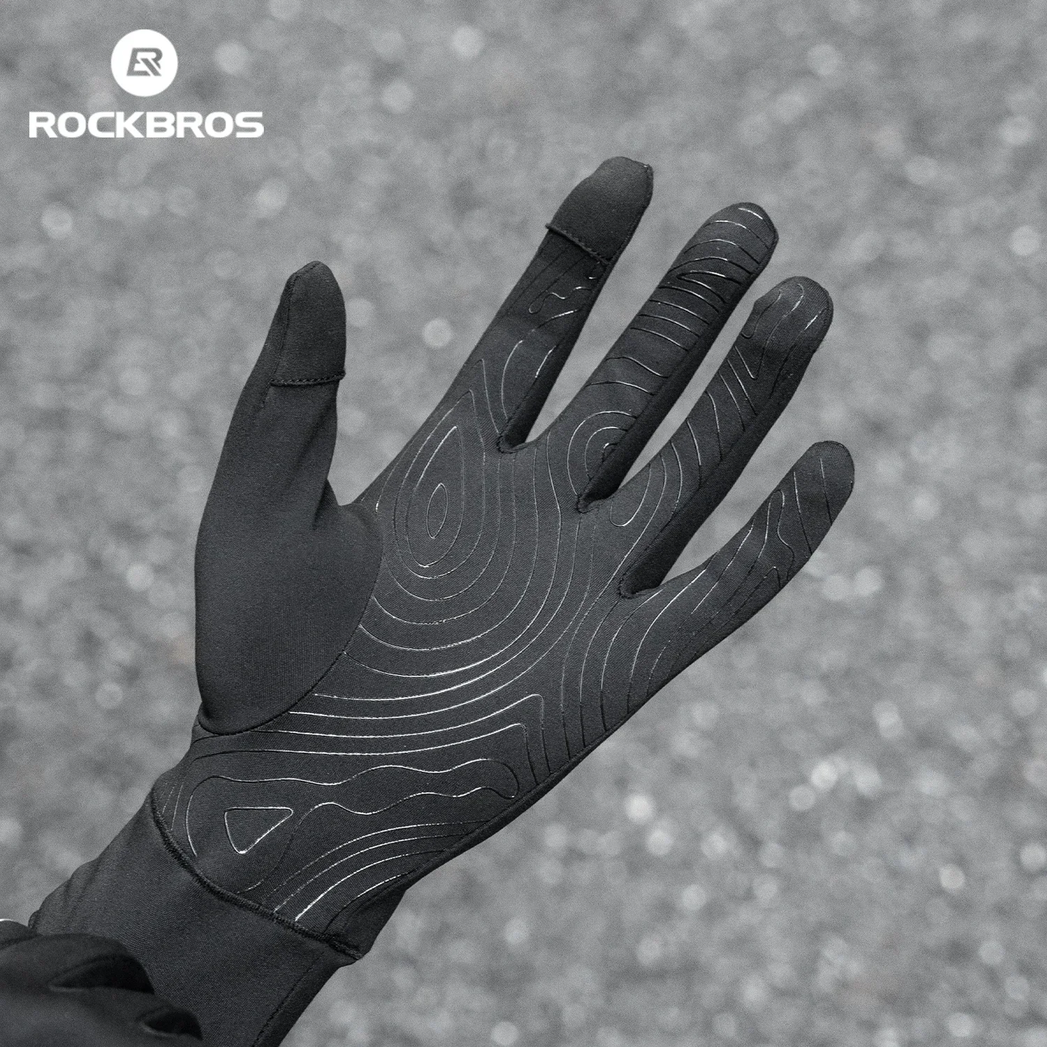 ROCKBROS Cycling Glove Spring Autumn Bike Pair Non-slip Long Finger Style Fleece Lining Warmer Option Windproof Riding Design