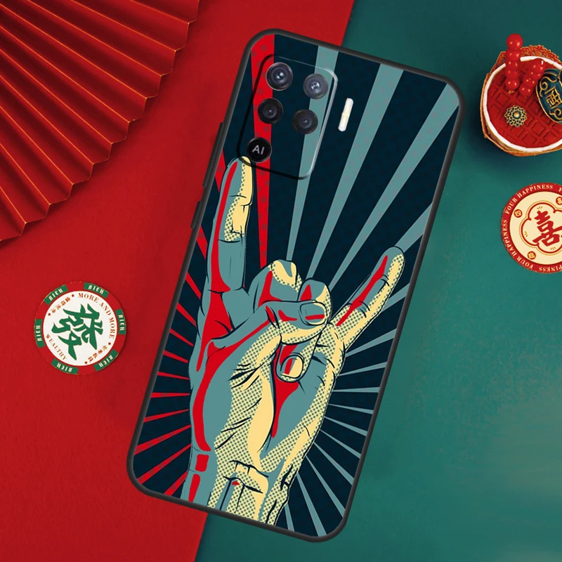 Rock Roll Skull For OPPO A57S A54S A53S A58 A78 A98 A16 A76 A96 A54 A74 A94 A5 A9 A52 A72 A15 A17 A77 Case