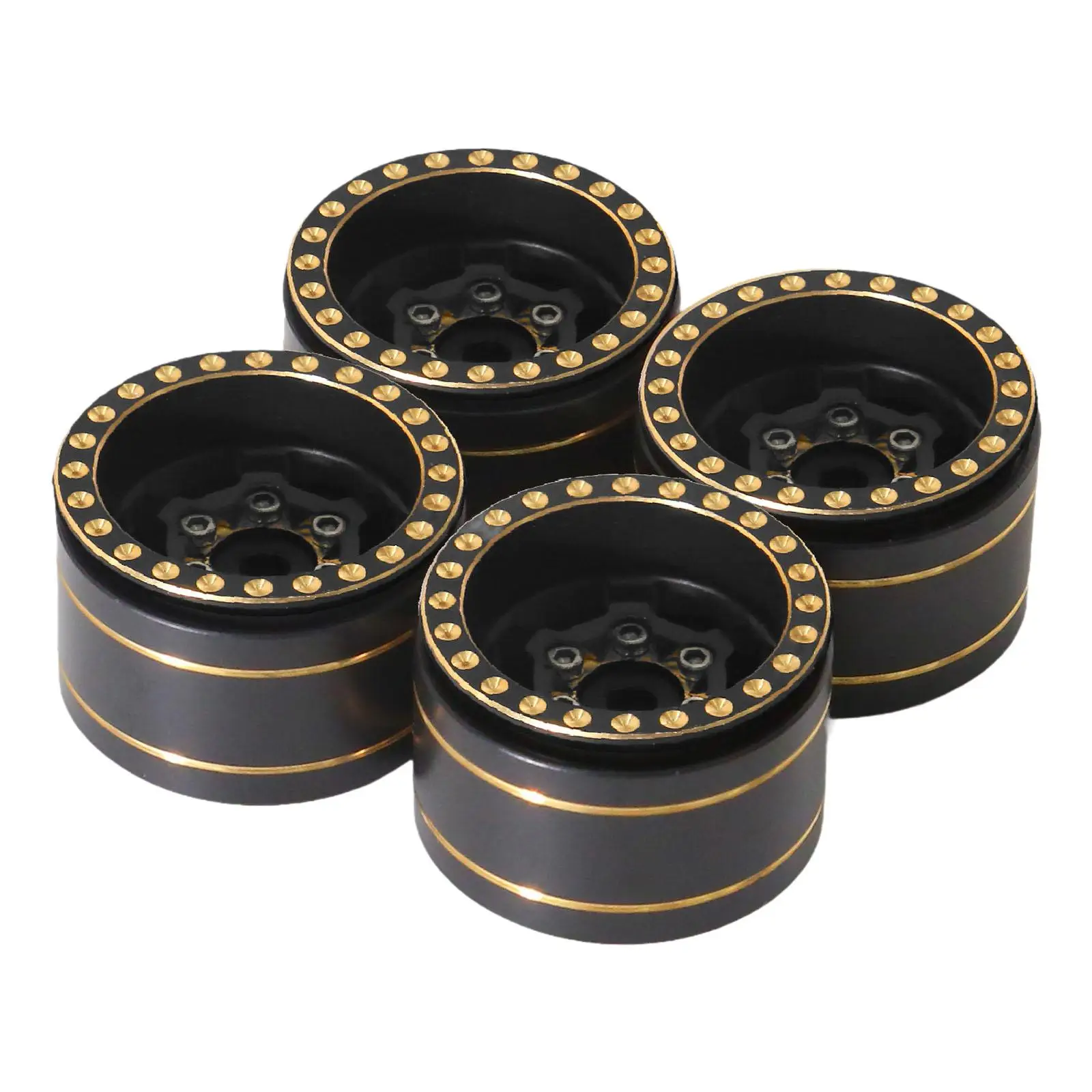 4 Pieces Metal Wheel Rim Hub Deep Dish Rim Professional Metal 1 inch Tire Wheel for 1:8 SCX24 Truck RC Crawler Car Vehicle DIY