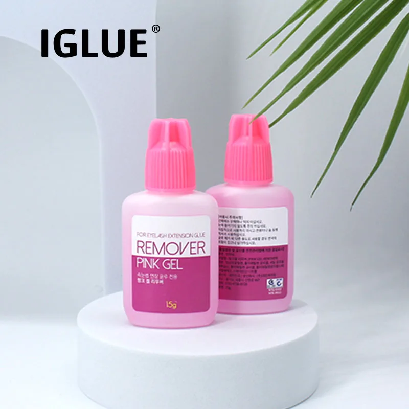 IGLUE Pink Gel Remover Eyelash Extensions Adhesive False Lava Lash Beauty Makeup Tools 15g Korea Supplies