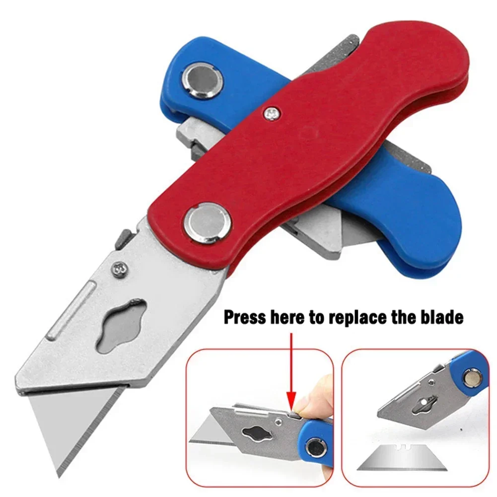 Utility Knifes Electrician Retractable Sharp--Cut Heavy Duty Folding Knifes Aluminum Plastic Handle Blade With Lock Portable Set