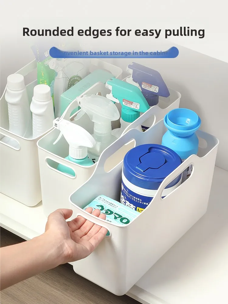 Batoom Plastic Storage Box Rectangle Kitchen Cabinet Organizer Basket Home Toilet Room Placement Container Utili Tray