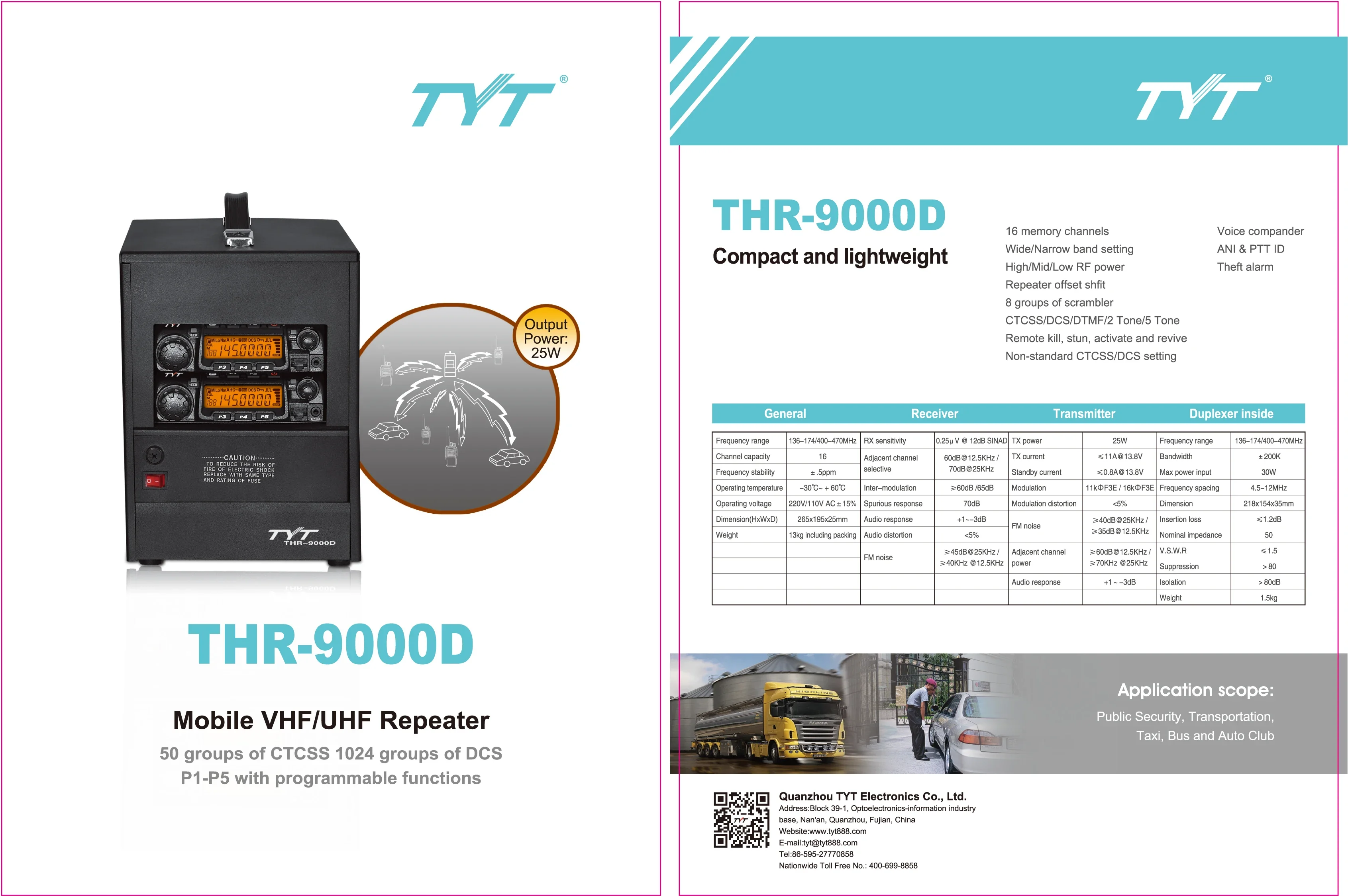 Handy Repeater for Walkie Talkie THR-9000uhf Vhf Repeater Walkie Talkie with Base Station Lightweight Repeater for Two Way Radio