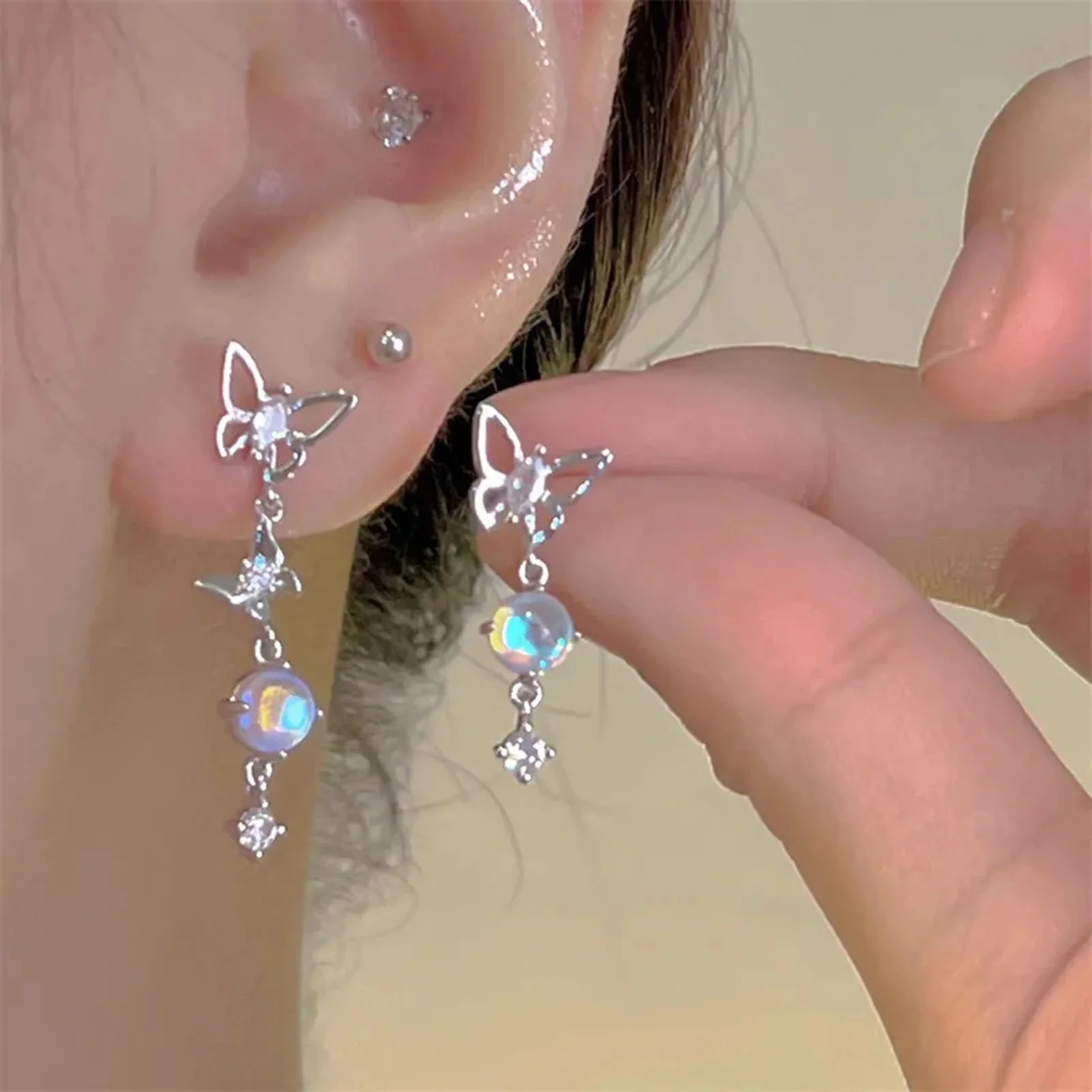 Frauen Mädchen Schmetterling Clip Ohrringe Anmutige Mädchen Dame Zubehör für Braut Boho Schmuck Geschenk