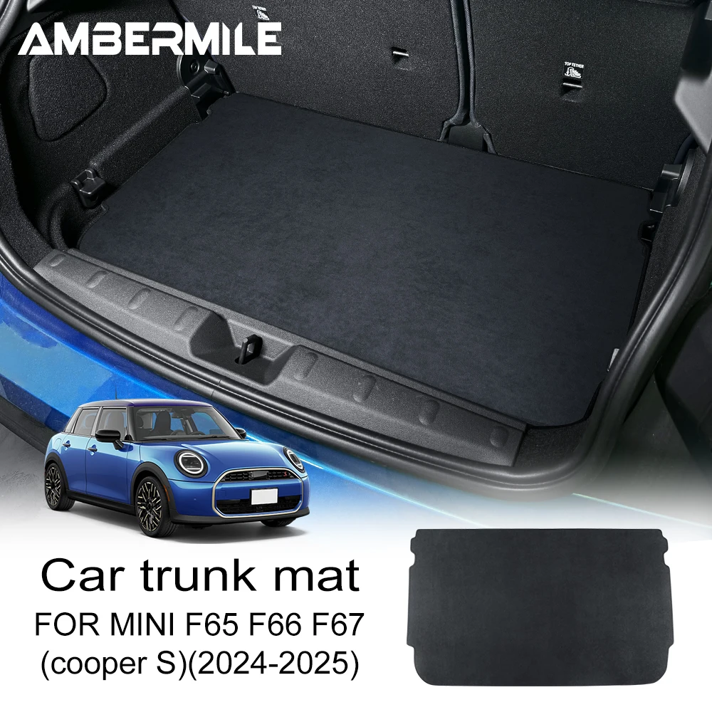 Suede Rear Trunk Pad for Mini Cooper S F65 F66 F67 2024 2025 Accessories Anti-dirty Cargo Liner Mat Cover Decoration Flannel