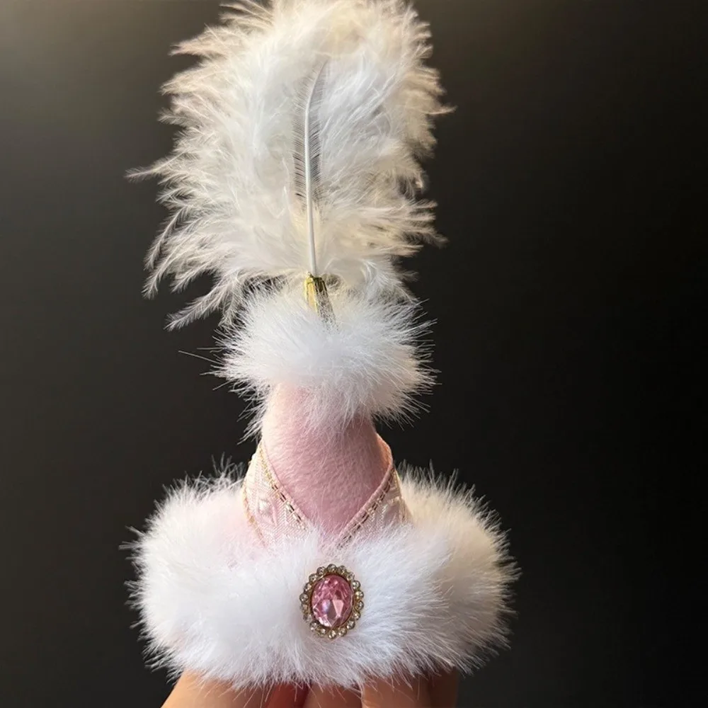 New Mini Mini Pointed Hat Rhinestone Pointed Feather Hat for Head Circumference 5-7cm Thnic Decorative Hat