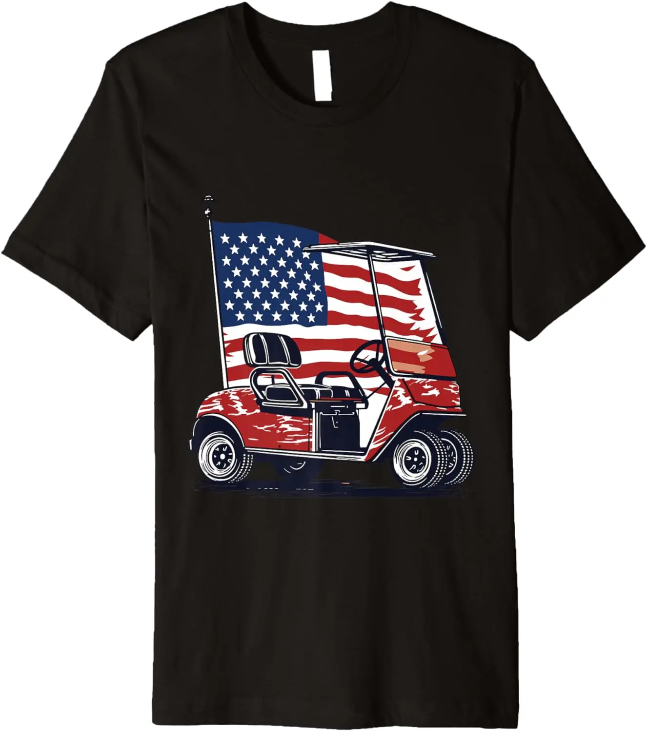 

Mens Golf Cart American Flag 4th Of July Sport Patriotic Golfer Premium T-Shirt