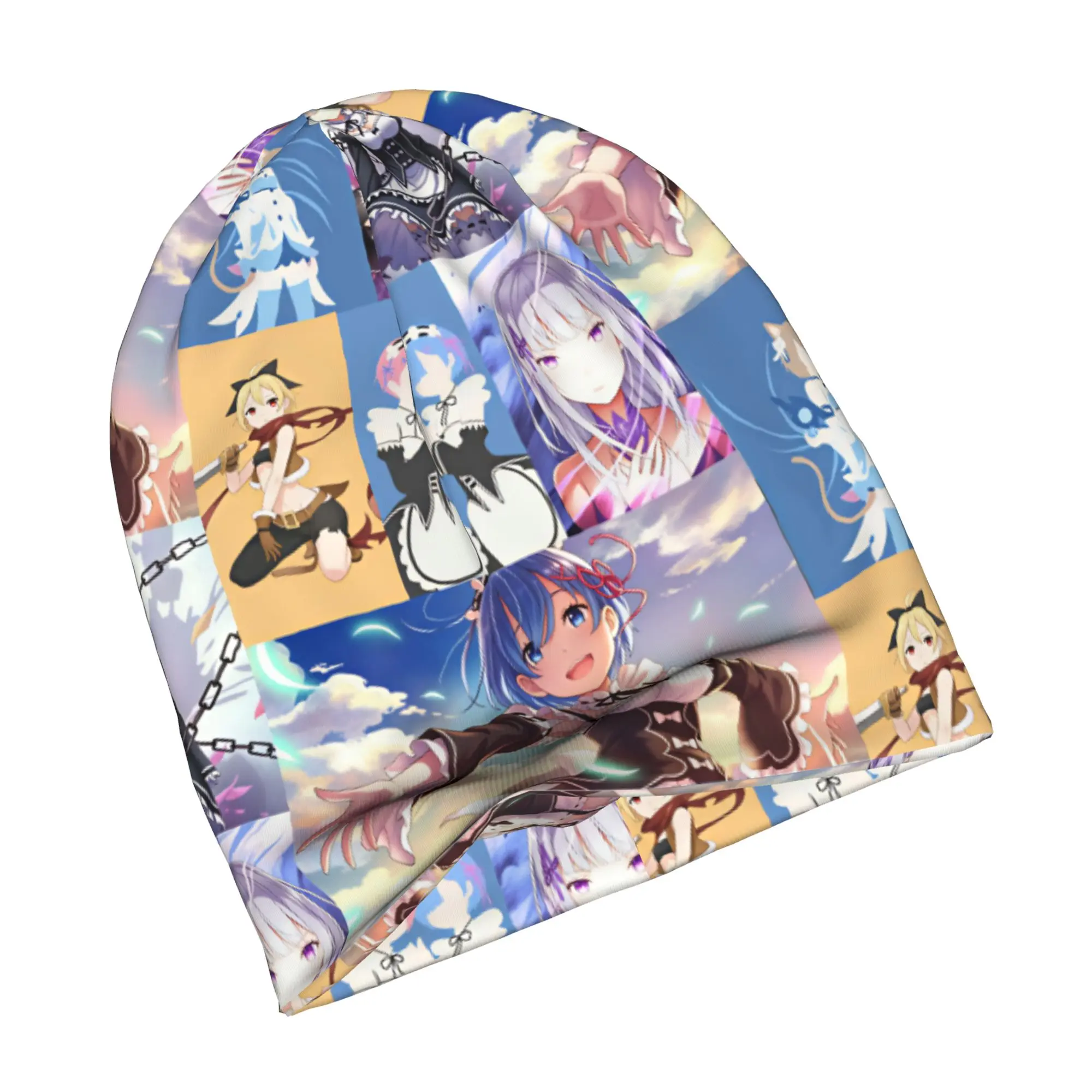 Rem Emilia Re:ZERO Skullies Beanies Caps Unisex Winter Warm Knit Hat Adult Starting Life in Anothers Worlds Bonnet Hats Ski Cap