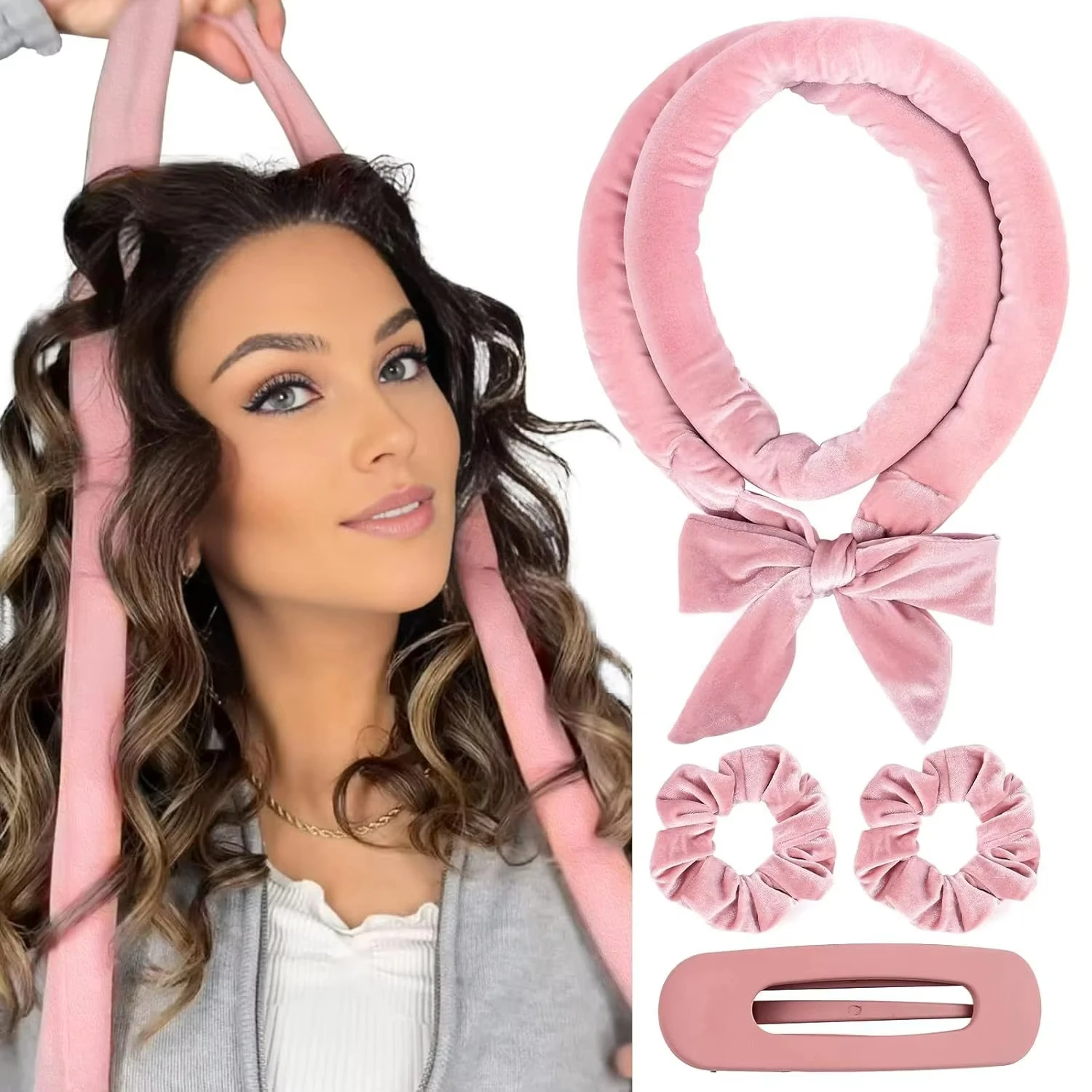 

4pcs No Heat Hair Curler Women Lazy Curls Heatless Headband For Sleeping Overnight Waves Wake Up Perfect For All Hair