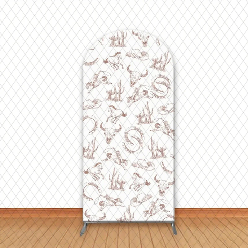 LS Arch Background Custom 2-Sided First Rodeo Cow Cactus Farm Boys Birthday Party Baby Shower Cover Chiara Decor Backdrop
