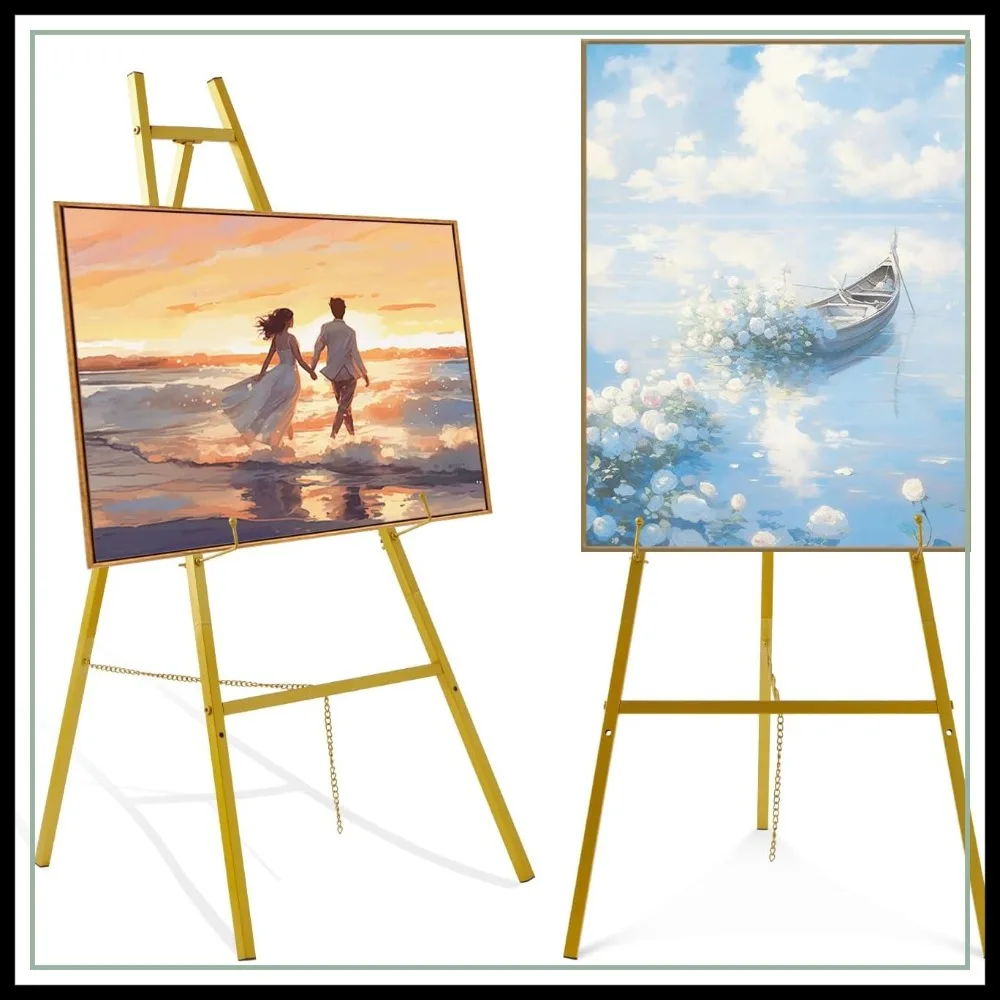 

57" Heavy Duty Metal Floor Easel Stand, 4-Tier Adjustable Display for Signs, Posters, Pictures & Event Decor
