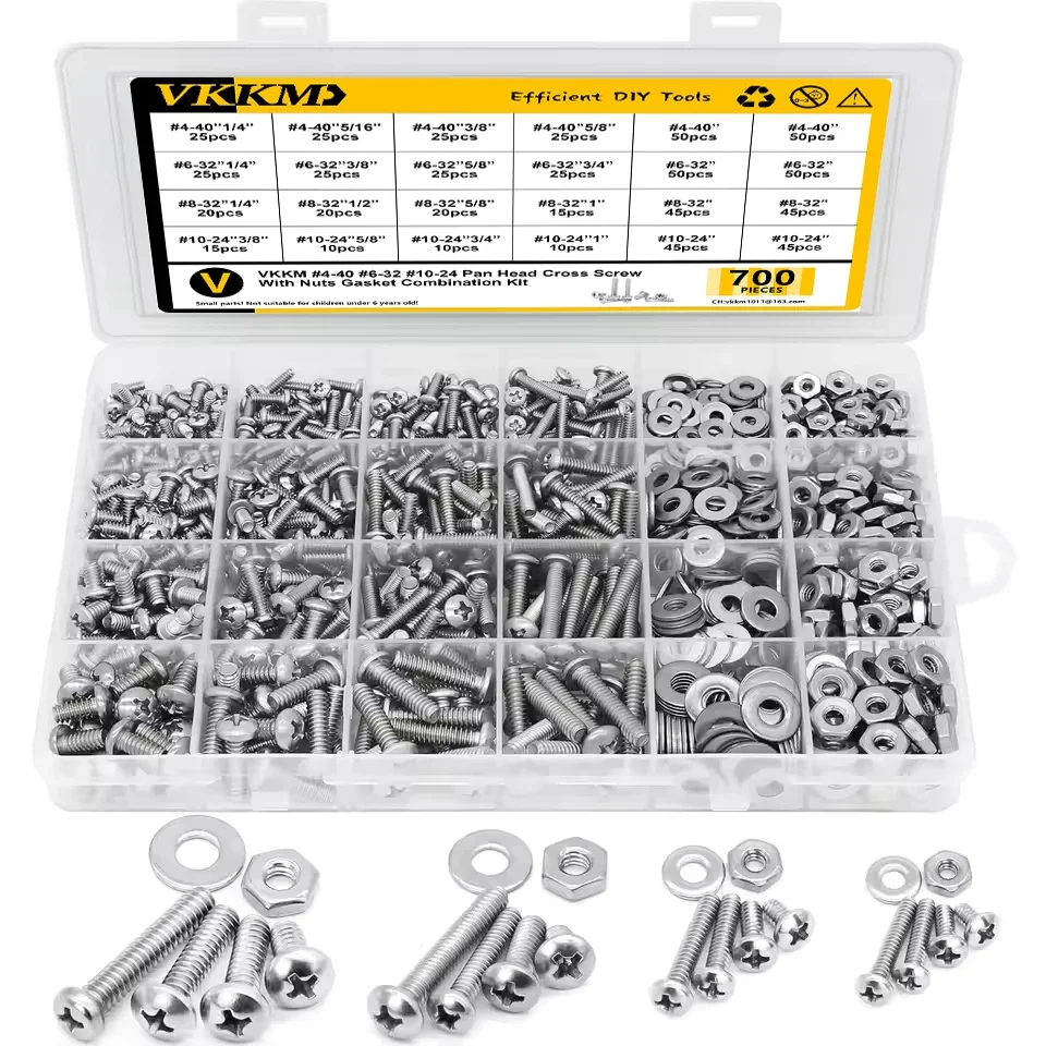 

VKKM 700 Piece 304 Stainless Steel Screw Set, Multiple Specifications, Rust-Resistant and Durable.