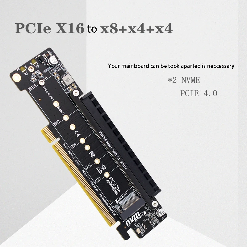 

PCIE4.0 распределитель каналов расширитель карты компьютера PCI-Express x16 до X8 + X4 + X4 преобразователь для гипер Ultra Quad VROC M.2 NVMe адаптер