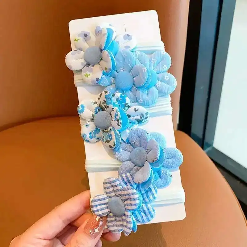 5-teilige süße elastische Haarbänder für Mädchen, Blumen- und Prinzessinnen-Haarschmuck, Kinderkrawatten, Baby-Kopfbedeckung, modische Haarbänder für Kinder