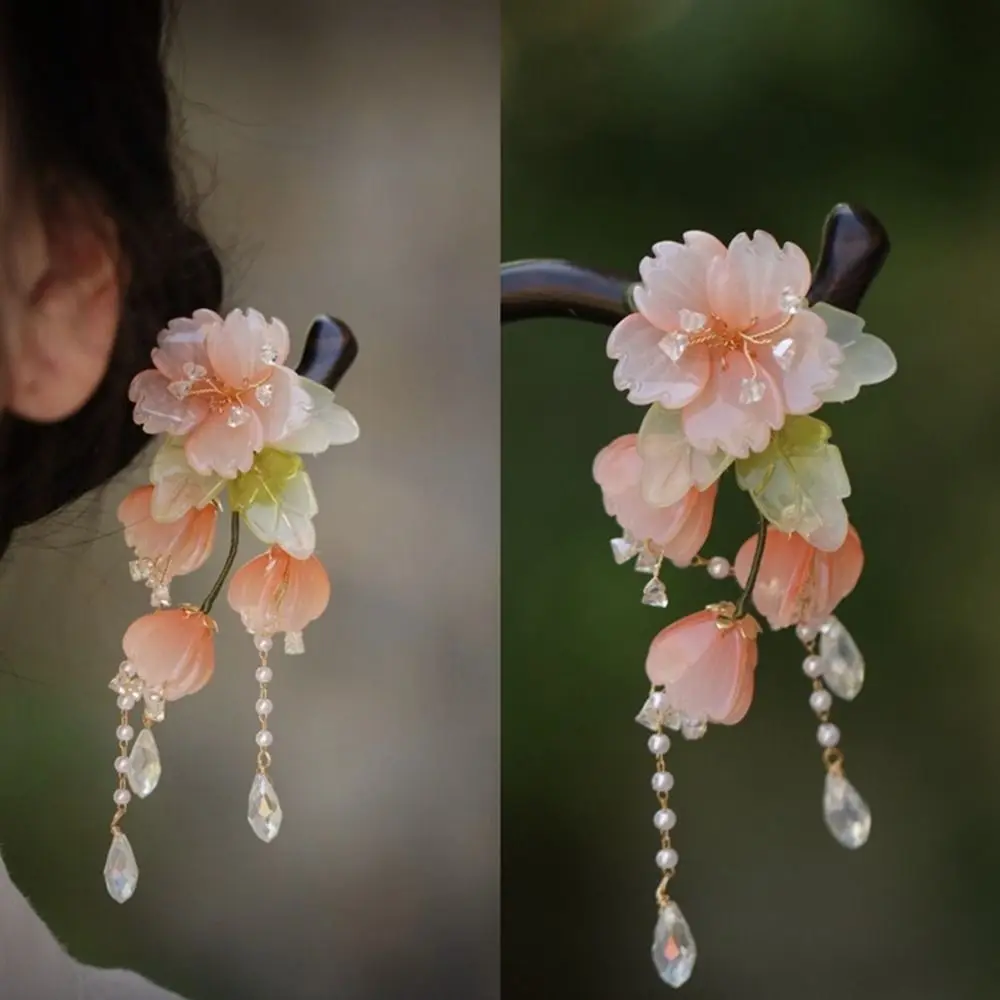 

Antique Flower Wooden Hair Stick Chinese Style Tassel Hanfu Hairpin Hair Chopstick Hair Sticks for Buns for Women
