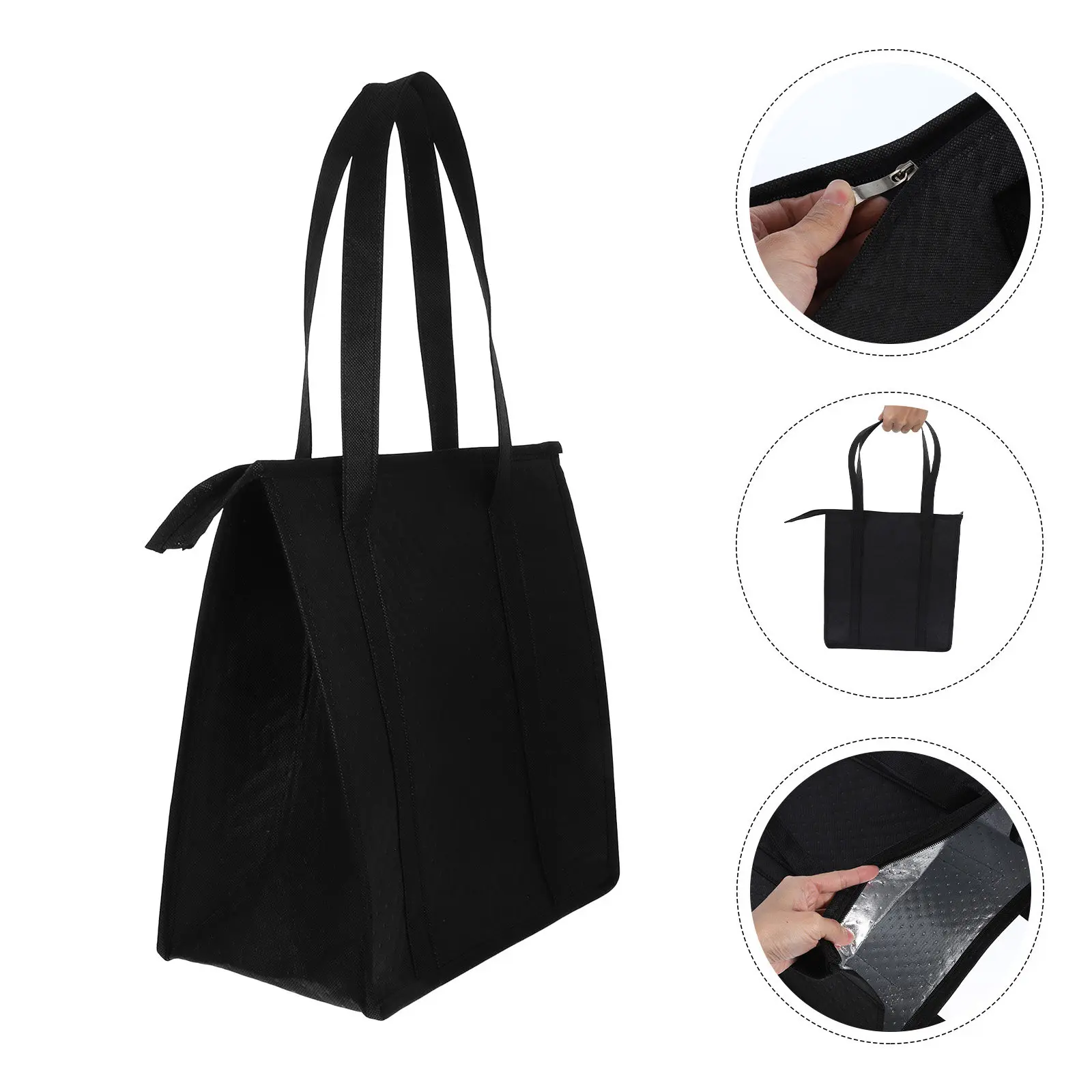 

Термосумка-тоут складная, портативная, многоразовая, для продуктов, обедов, барбекю, молочного чая, с просторным внутренним отделением, из полиэстера с EPE-покрытием