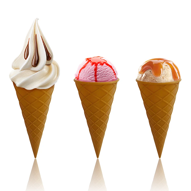 Conos de helado de silicona de forma ovalada, juguetes de cono de helado para niños, taza de helado de silicona reutilizable