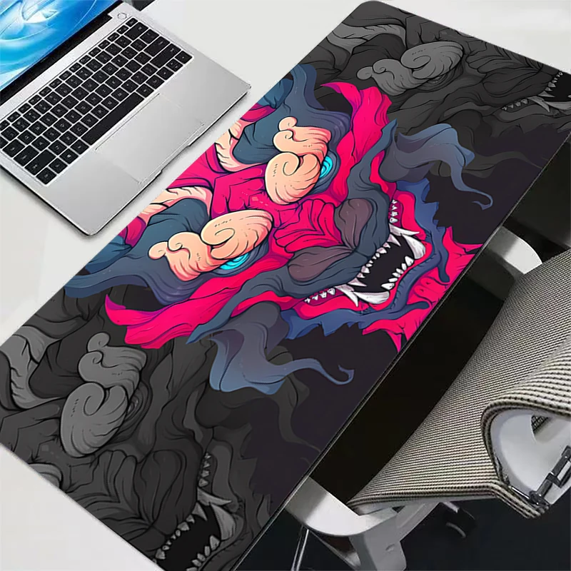 Oni Hannya Samurai Mask Mouse pad black Mousepad extended pad mouse computer non-slip carpet computer 900x400 mouse Mat office