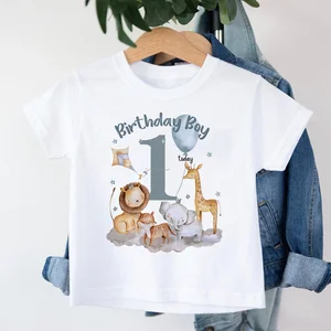 Geburtstags-T-Shirt für wilde One-Tee-Jungen, Safari-Tierdruck, thematische Kleidung, Kinderoberflächen, Party-Tops von 1 bis 12 Jahren 10 Hauptverkaufssafari -Kinderkleidung - №7