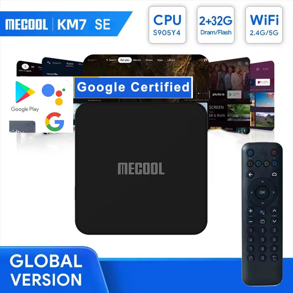 MECOOL KM7 SE Android 11 TV Box 4K ATV Google Certified DDR4 BT5.1 Amlogic S905Y4 Chromecast voice remote PK KICKPI KP1 km2 PLUS