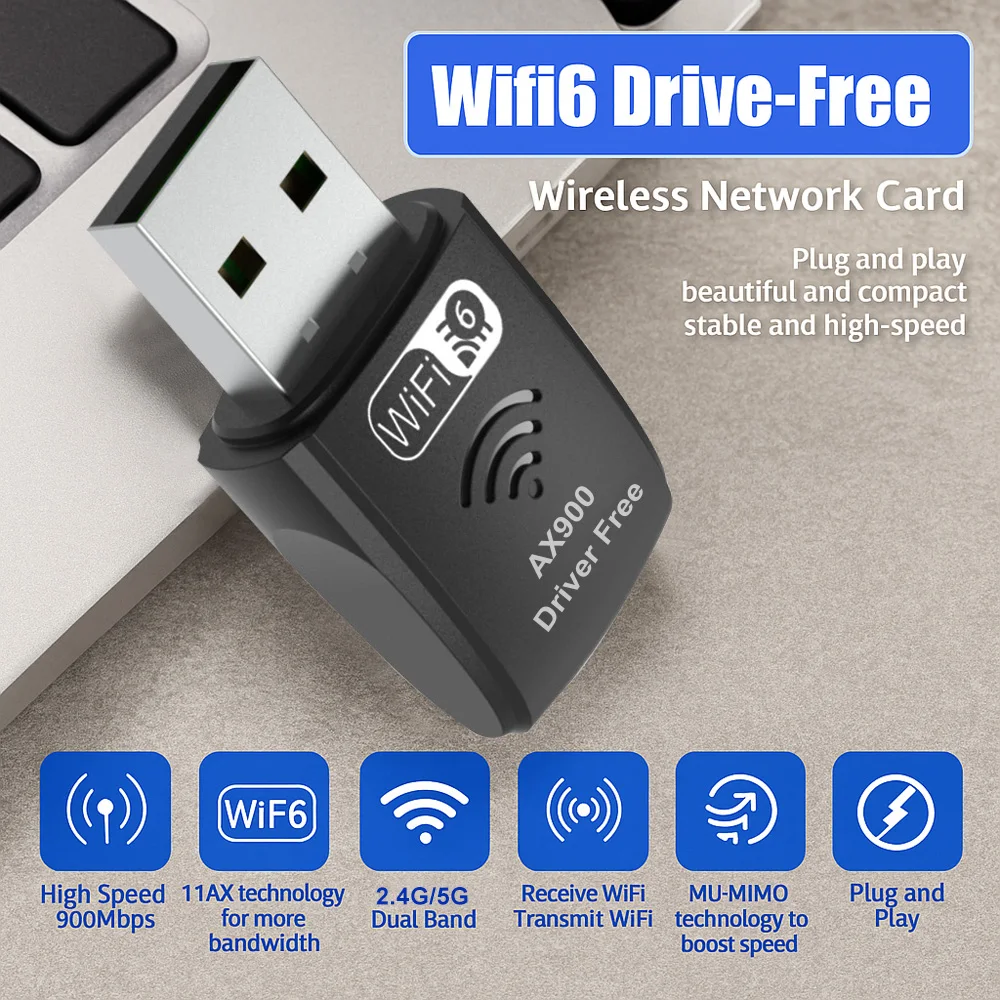 Magecam AX900 Wifi 6 محول USB صغير 2.0 WIFI6 دونغل بطاقة الشبكة 2.4 جيجا هرتز/5 جيجا هرتز واي فاي Lan محول سائق جهاز استقبال مجاني 900 متر
