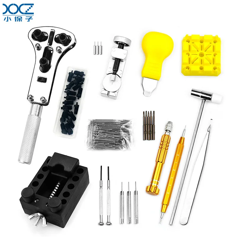 مجموعة أدوات إصلاح الساعة مكونة من 148 قطعة لأغطية خلفية للساعة/إزالة الحزام/إصلاح الهاتف، بما في ذلك 108 عروة للساعة