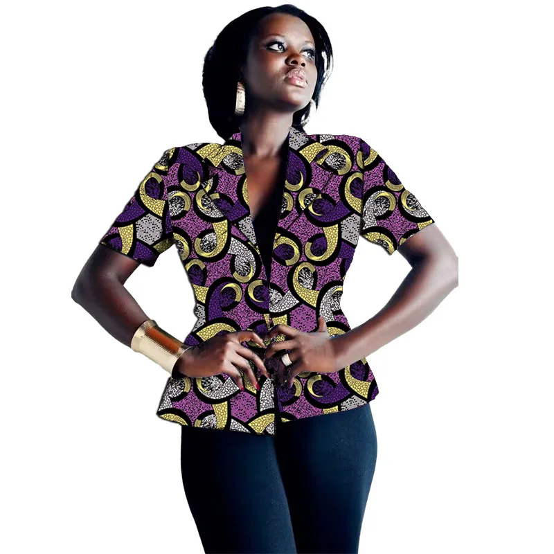 

African Print Women Blazers Summer Short Sleeve Suit Jacket Ankara Style Colorful Trends Made To Measure Party Wear