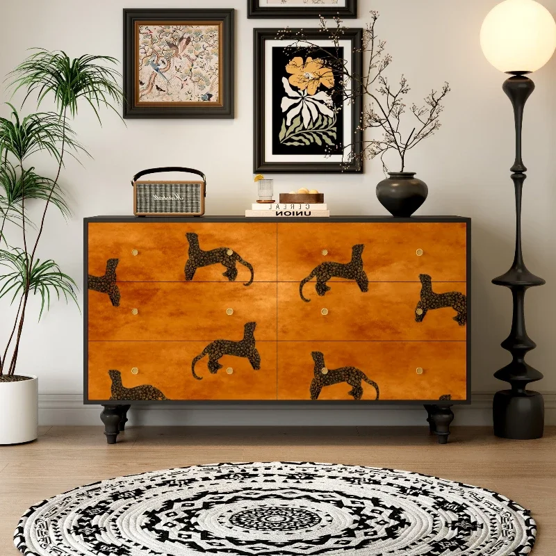 

French American retro six-chest chest of drawers, bedroom multi-function locker