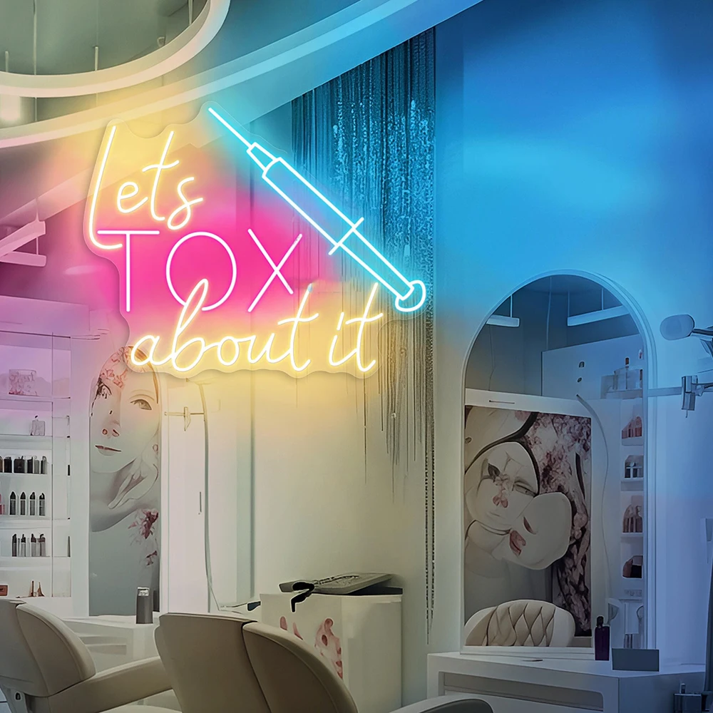 Lets Tox about It Neon Sign Botox Filler Led Light Botox Art Neon Sign Beauty Room Medspa Décor Injector Spa Studio Decoration