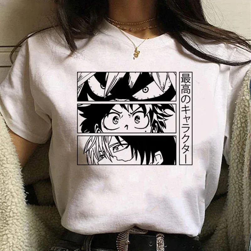 My Hero Academia Anime Senpai print ladies T-shirt ladie casual basis O-collar white shirt short sleeve ladies T-shirt,Drop Ship