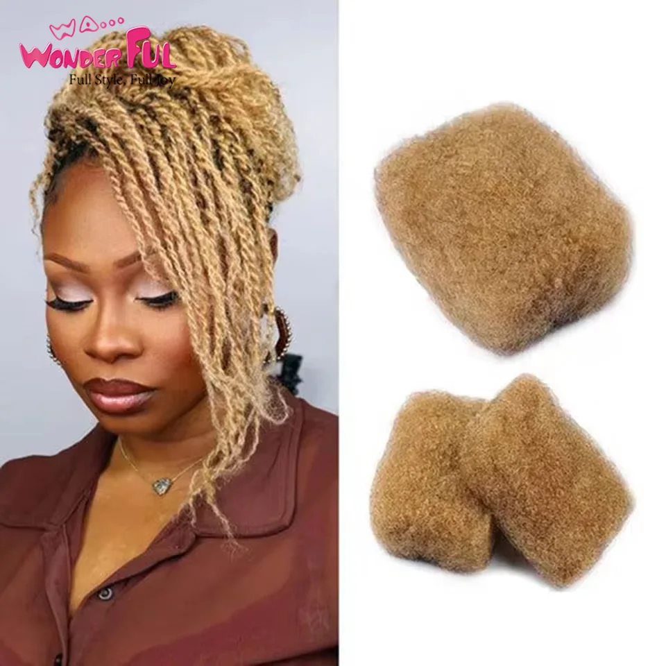 Afro Kinky Bulk Cabelo Encaracolado para Trançar, Cabelo Remy Brasileiro, 100% Cabelo Humano, Dreadlocks, Cor Natural, 99J