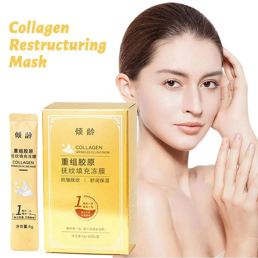 4*20pcs Collagen Restructuring Mask สุทธิกล้ามเนื้อหน้าเกาหลี Face Care Exfoliating Cosmeti Disposable Collagen Moisturizing O1S0