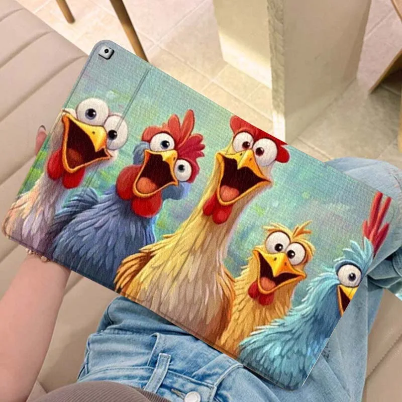 

Cute Chicken Group Image For iPad Pro Air Mini 2 3 4 5 6 7 6th 7th 10th 11th 10.2 9.7 10.5 11 Foldable Tablet Case Gift