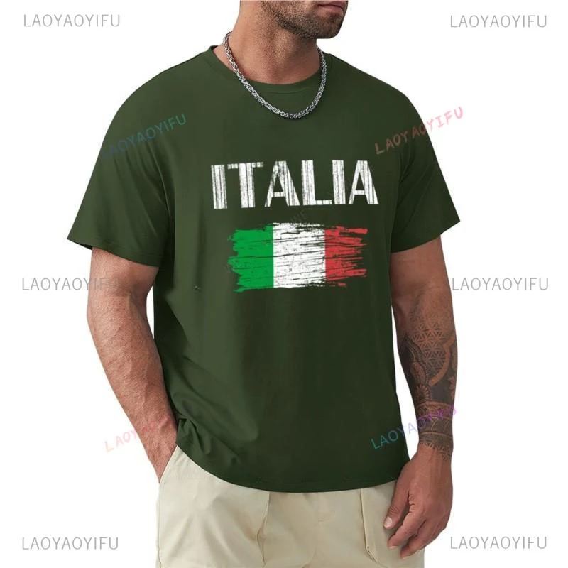 Vintage Italia Italian Flag Graphic Italy Lovers Tourists Souvenir Cool National Gift T-Shirt Graphic T Shirt Clothes for Men