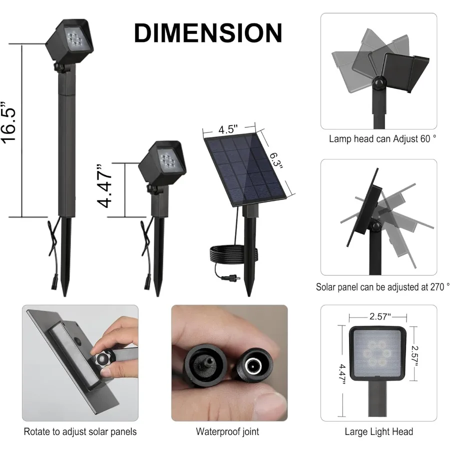 إضاءة المناظر الطبيعية بالطاقة الشمسية، 3 عبوات من مصابيح المناظر الطبيعية الخارجية مع سطوع 500 لومن لحديقة المنزل أو شجرة الوصول #4
