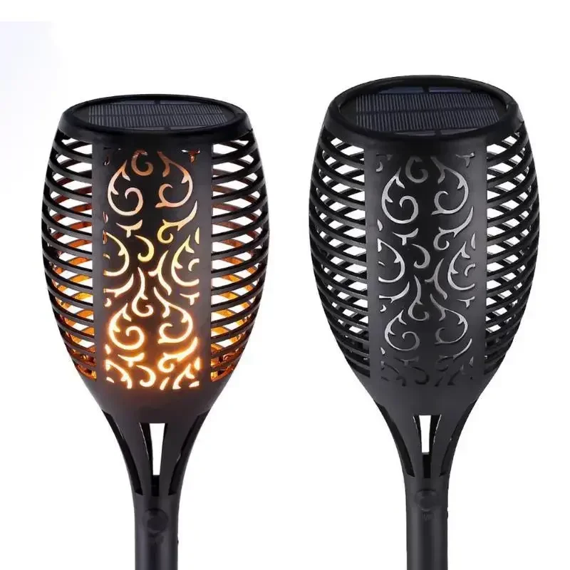 1/2/4/6/8/10/12Pcs Solar Flame Torch Light Flickering Light Waterproof Garden Decoration Outdoor Lawn Path Yard Patio Floor Lamp