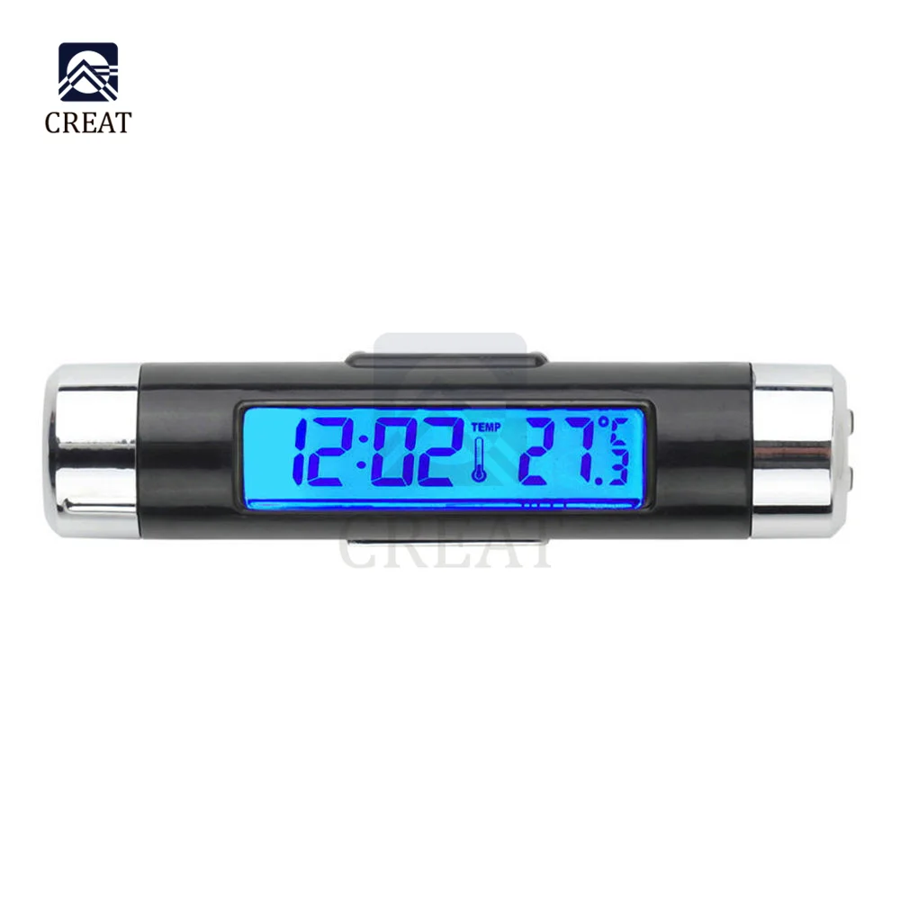 2 in 1 Car Digital LCD Clock/Temperature Display Electronic Clock Thermometer Car Digital Time Clock Car Accessory