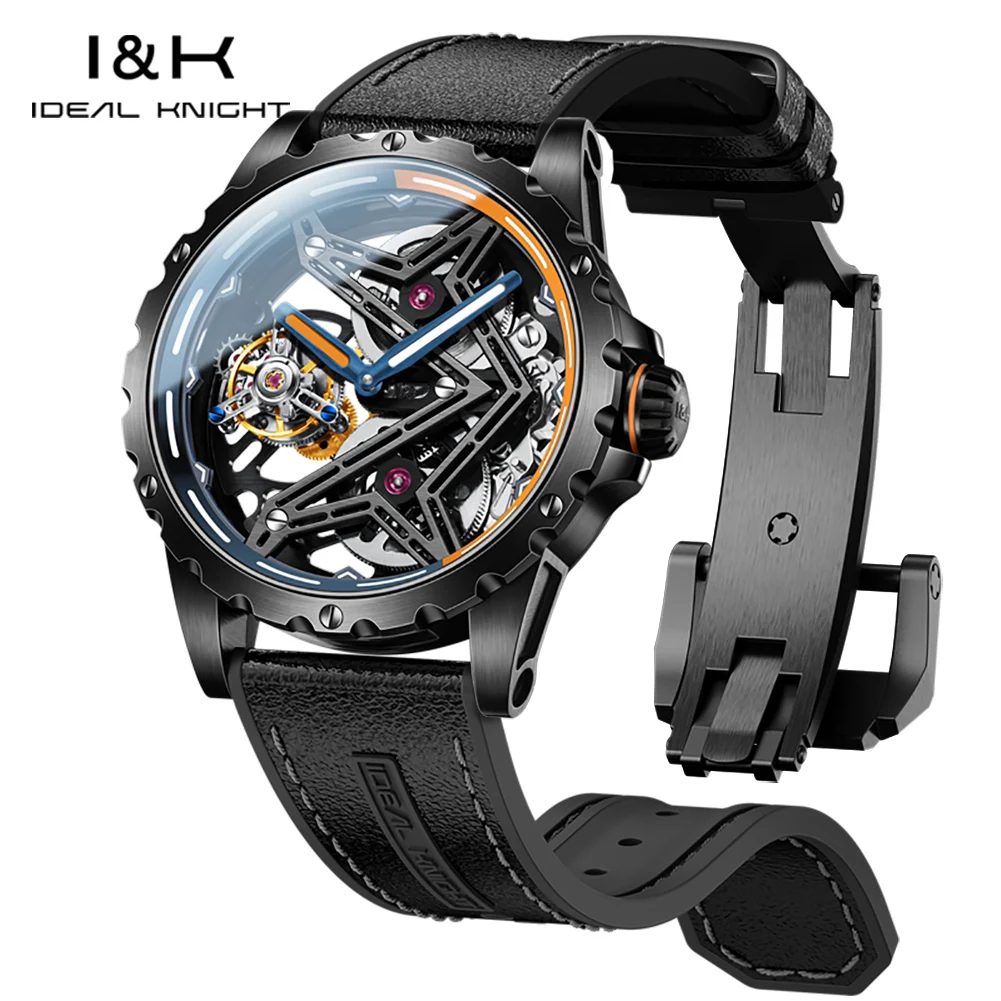 IDEAL KNIGHT 6803 Tourbillon Men's Watches Full Transparent Hollow Automatic Mechanical Watches Limited Edition Luxury Man Watch