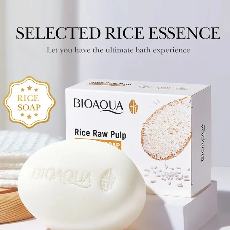 Jabón Limpiador Facial de Pulpa de Arroz Blanco, Espuma Limpiadora Facial, Hidratante, Control de Grasa, Jabón Artesanal para Baño Corporal