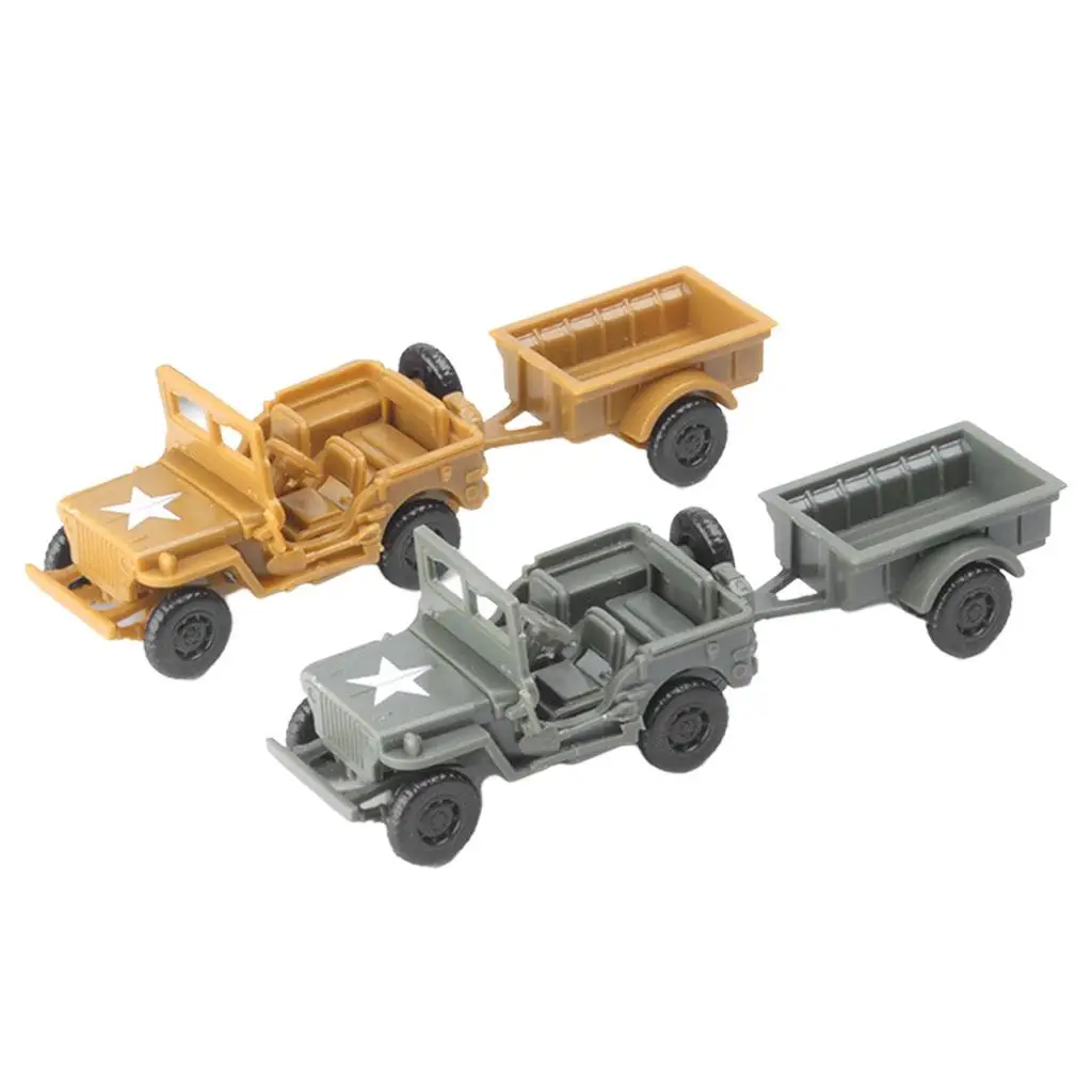 2PCS Plastic 4D Assembly Model Kit 1:72 Scale Truck with Trailer Set Building Model Collections Keepsake