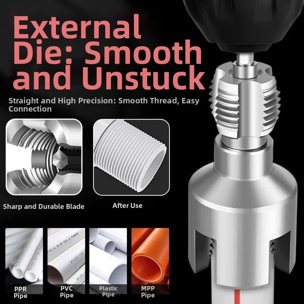 7pcs/set Complete Threading Kit PPR Pipe Threading Kit Dies Reamer Internal External Taps Water Pipe Repair Tools