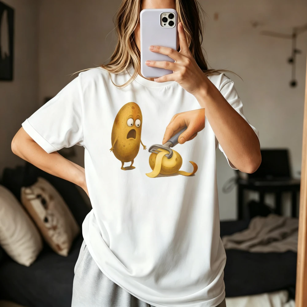 Funny Potato Foodie Graphic Printed T-Shirt Harajuku Casual Fashion Loose Man Women T Shirt Short Sleeve Summer O-neck Tshirt