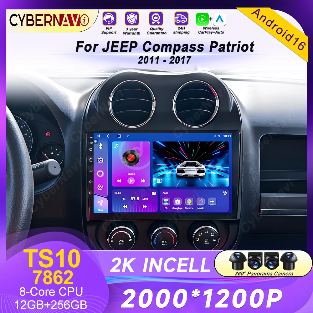 Android 16 For Jeep Compass Patriot 2010 2011 2012 2013 2014 2015 2016 Car Radio Multimedia Video Player Carplay 8 Core 4G WIFI
