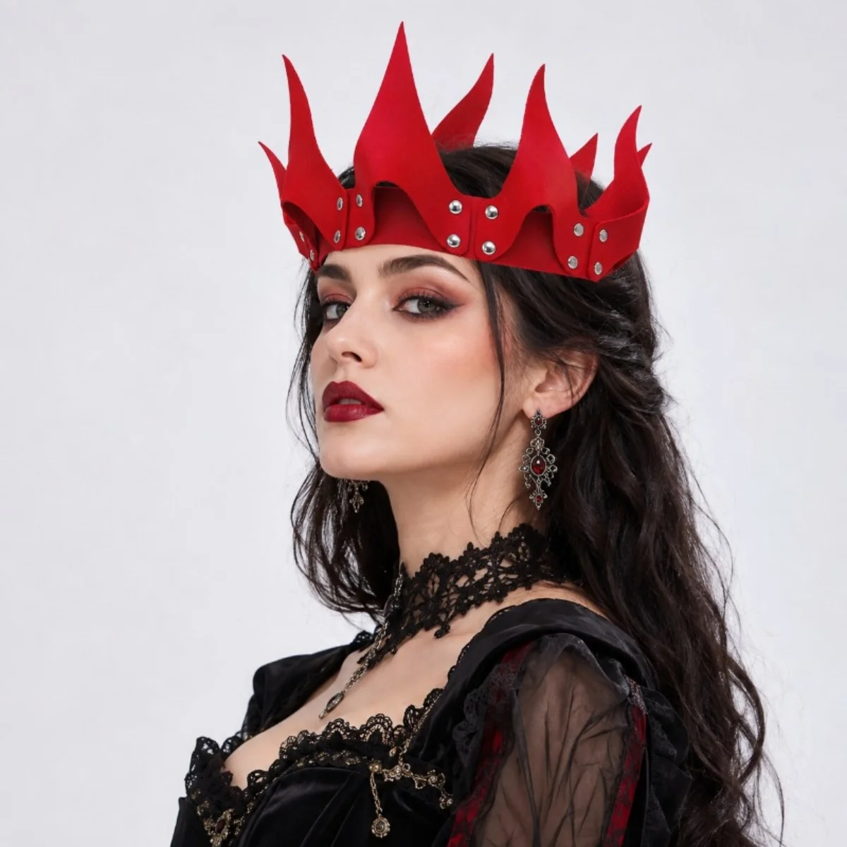 Halloween Women'S Flame Crown Headpiece, Gothic Devil Queen Costume Crown, Dark Punk Cosplay Dress-Up Party Role-Playing view 6