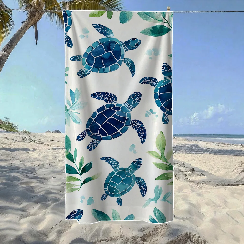 Tropical Sea Turtle Print Beach Towel, Soft Quick-Drying, Perfect For Portable Outdoor Travel Swimming, Camping And Summer Beach